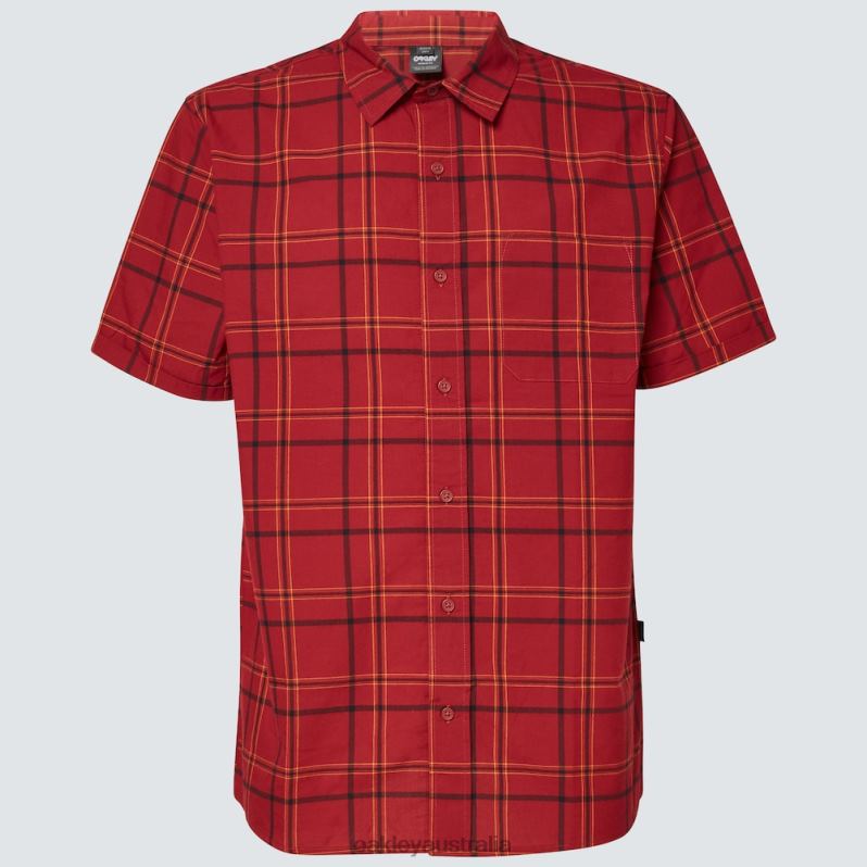 Pacific Button Down SS Iron Red Check Oakley2ZJX2536