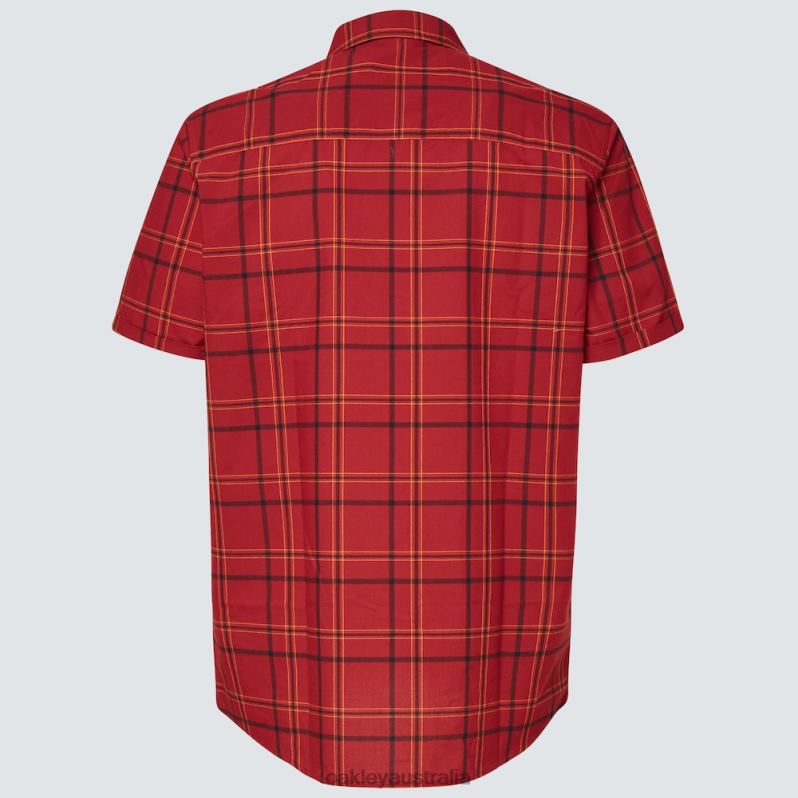 Pacific Button Down SS Iron Red Check Oakley2ZJX2536