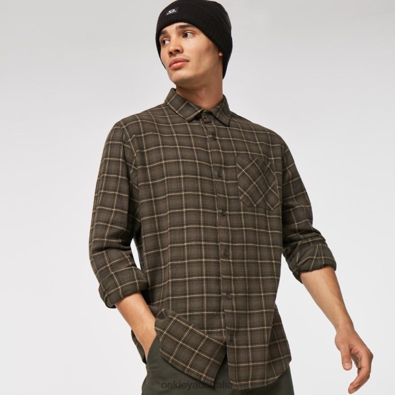 Podium Plaid Ls Flannel New Dark Brush Check Oakley2ZJX2463