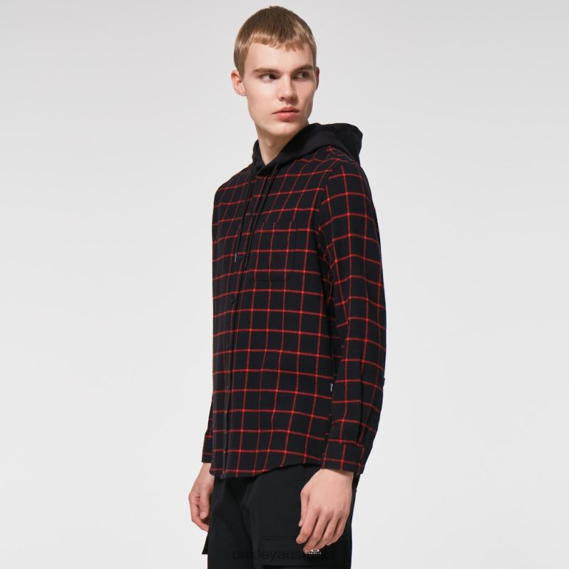 Hooded Button Down Black/Red Check Oakley2ZJX2468