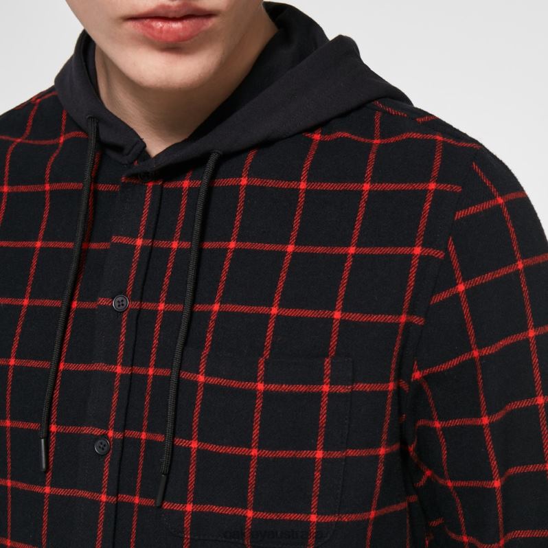 Hooded Button Down Black/Red Check Oakley2ZJX2468