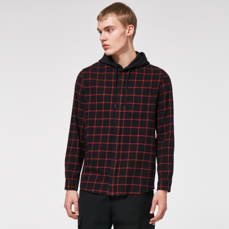 Hooded Button Down Black/Red Check Oakley2ZJX2468